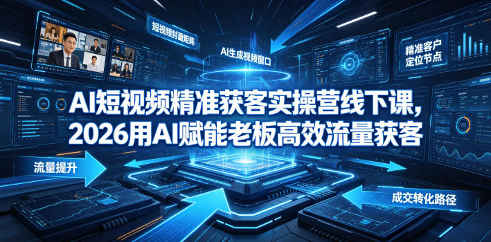 AI短视频精准获客实操营6月10-14号线下课，2026用AI赋能老板高效流量获客-青虫资源网