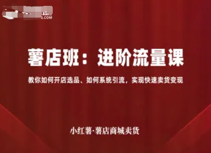 小红薯薯店商城卖货，进阶流量课，教你如何开店选品、如何系统引流，实现快速卖货变现-快名资源网