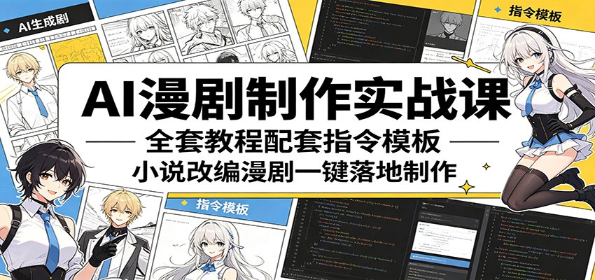 AI漫剧制作实战课：全套教程配套指令模板，小说改编漫剧一键落地制作-快名资源网