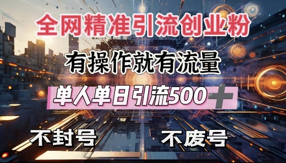全网独家引流创业粉，有操作就有流量，单人单日引流500+，不封号、不费号-快名资源网