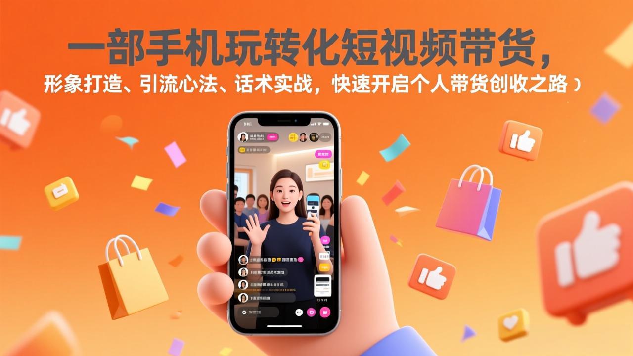 一部手机玩转化短视频带货，形象打造、引流心法、话术实战，快速开启个人带货创收之路-快名资源网