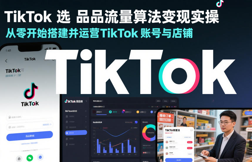TikTok选品流量算法变现实操，从零开始搭建并运营TikTok账号与店铺-快名资源网