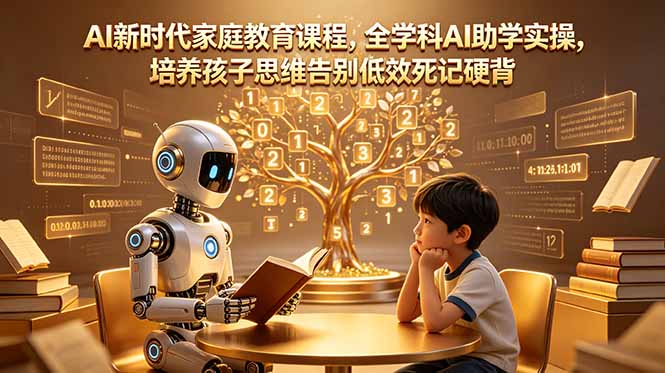 AI新时代家庭教育课程，全学科AI助学实操，培养孩子思维告别低效死记硬背-快名资源网
