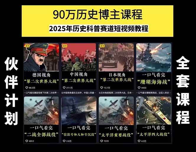 图片[1]-短视频历史赛道实战教程，手机电脑双端剪辑教程和账号运营指南与变现技巧-快名资源网