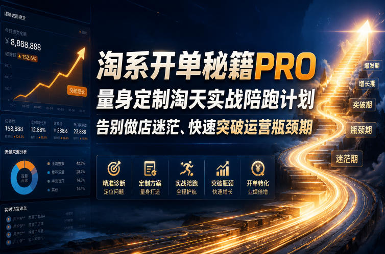 淘系开单秘籍PRO，量身定制淘天实战陪跑计划，告别做店迷茫、快速突破运营瓶颈期(2026年6月11)-快名资源网