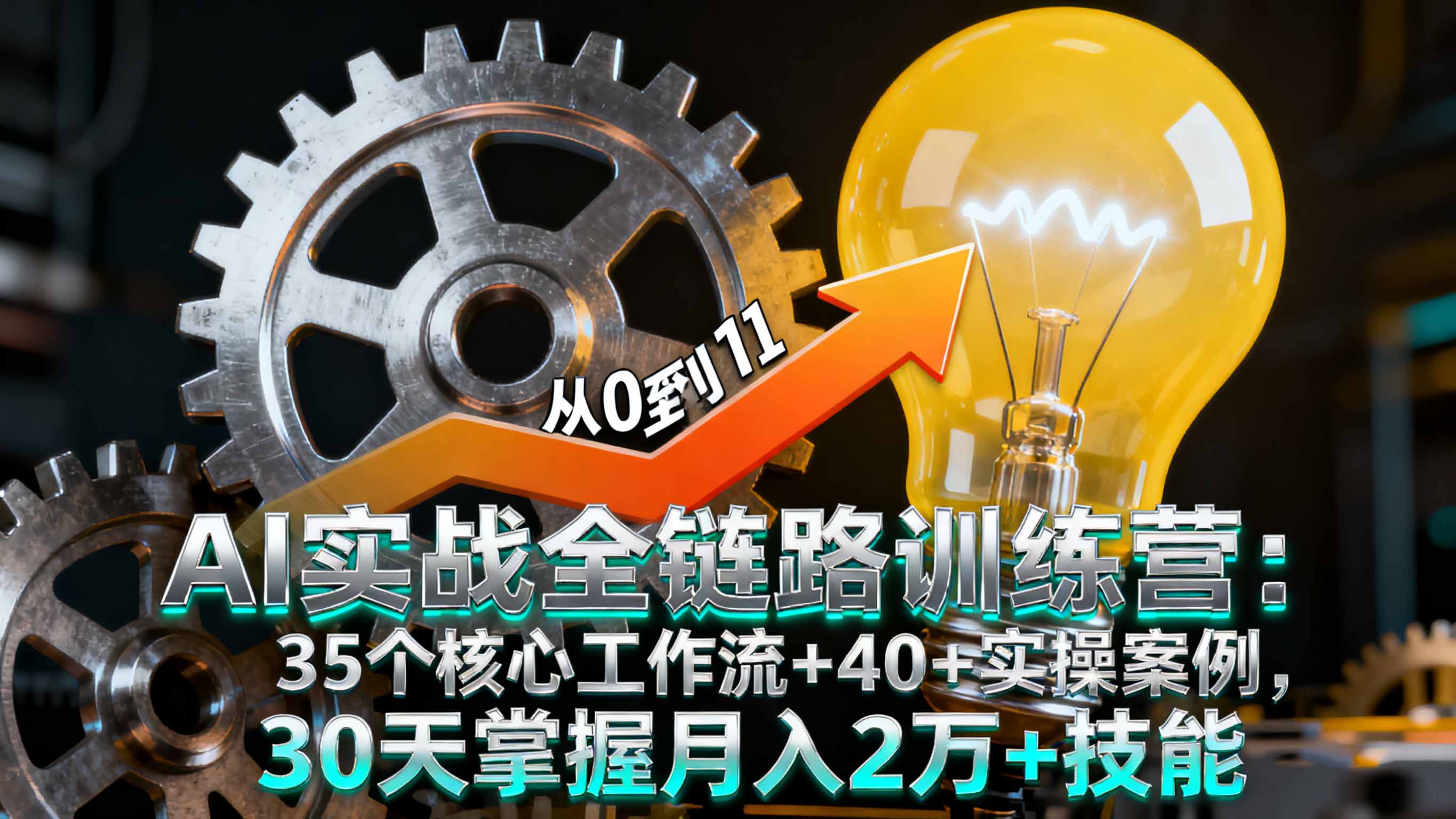 AI实战全链路训练营：35个核心工作流+40+实操案例，30天掌握月入2万+技能-快名资源网