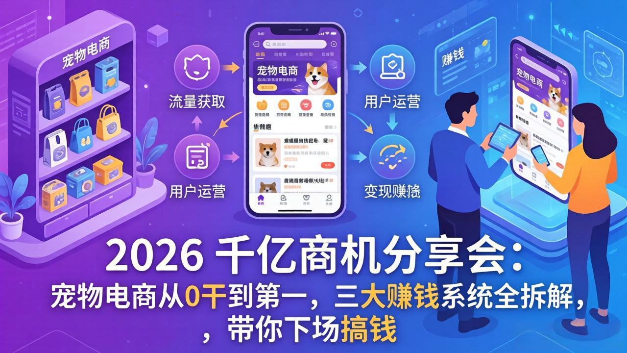 2026 千亿商机分享会：宠物电商从0干到第一，三大赚钱系统全拆解，带你下场搞钱-快名资源网