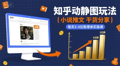 小说推文干货分享之知乎动静图玩法，每天3-4位数爆单实操课-快名资源网