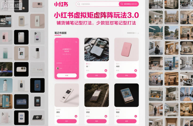 小红书虚拟矩阵玩法3.0，铺货铺笔记型打法，少款狂怼笔记型打法-快名资源网
