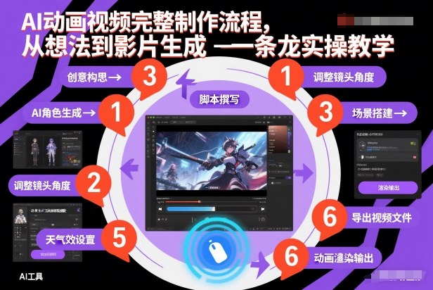 AI动画视频完整制作流程，从想法到影片生成一条龙实操教学-快名资源网