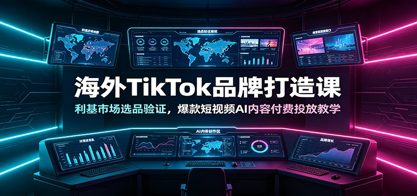 海外TikTok品牌打造课：利基市场选品验证，爆款短视频AI内容付费投放教学-青虫资源网