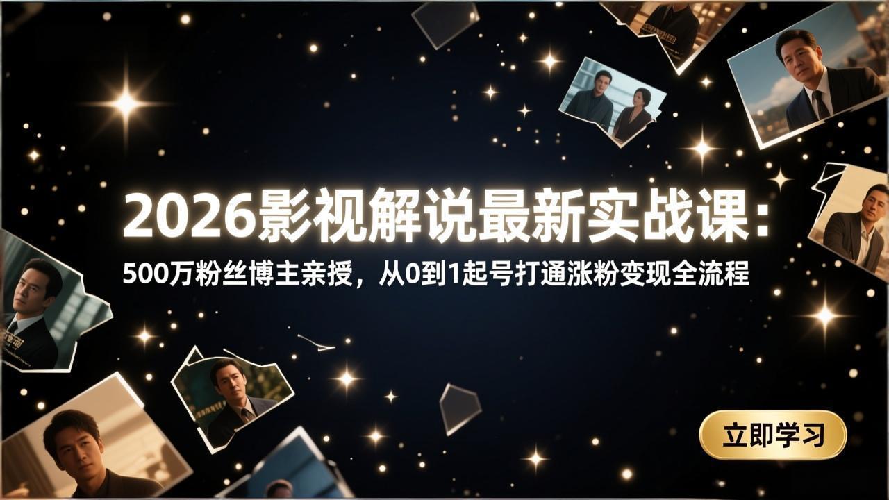 2026影视解说最新实战课：500万粉丝博主亲授，从0到1起号打通涨粉变现全流程-快名资源网
