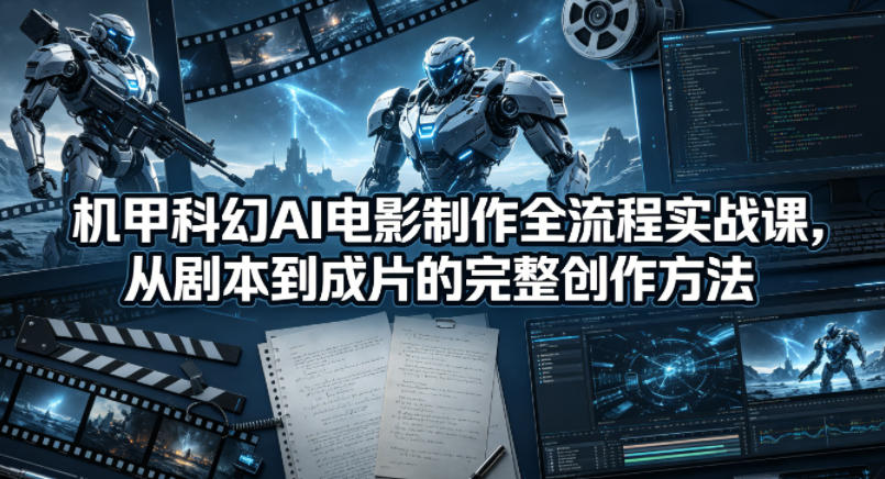 机甲科幻AI电影制作全流程实战课，从剧本到成片的完整创作方法-快名资源网