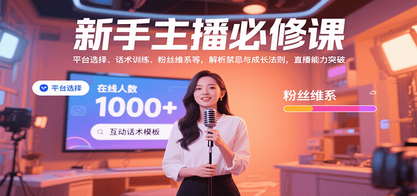 新手主播必修课：平台选择、话术训练、粉丝维系等，解析禁忌与成长法则，突破直播能力-快名资源网