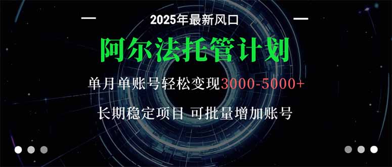 阿尔法托管计划 单账号月入3000-5000，长期稳定项目，新手小白轻松上手。-快名资源网