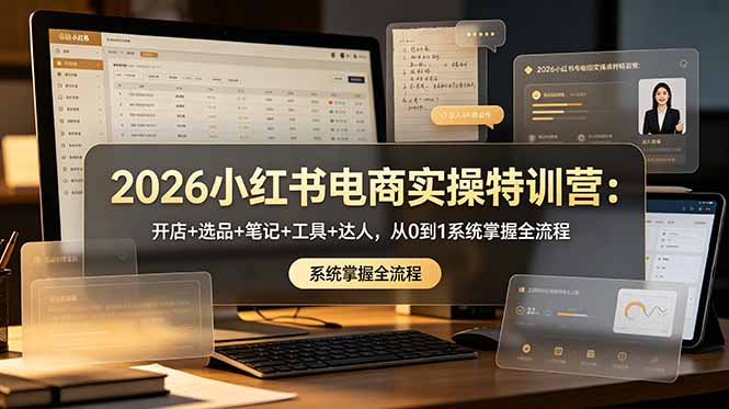 2026小红书电商实操特训营：开店+选品+笔记+工具+达人，从0到1系统掌握全流程-快名资源网