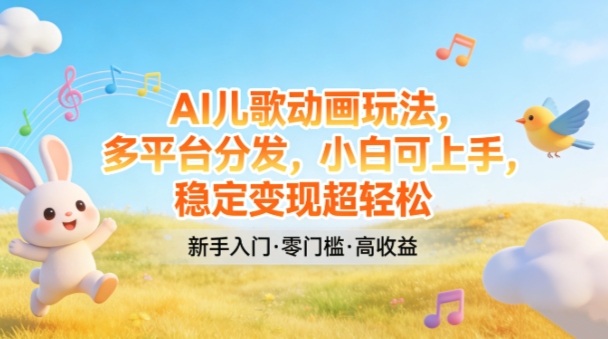 AI儿歌动画玩法，多平台分发，小白可上手，稳定变现超轻松-快名资源网