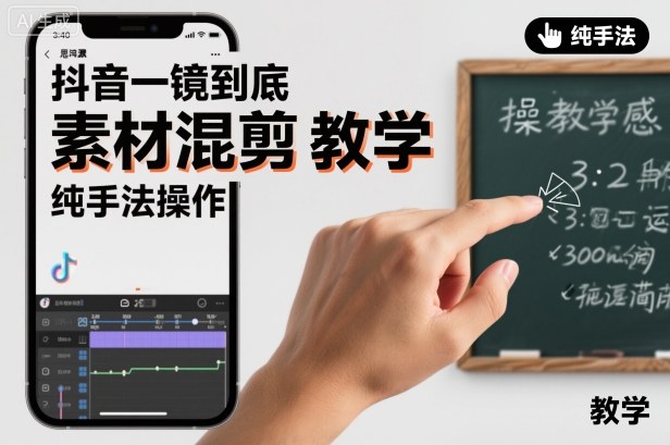 抖音一镜到底素材混剪教学，纯手法操作-快名资源网
