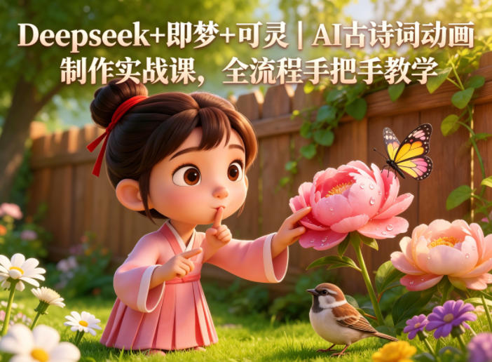 Deepseek+即梦+可灵｜AI古诗词动画制作实战课，全流程手把手教学-快名资源网