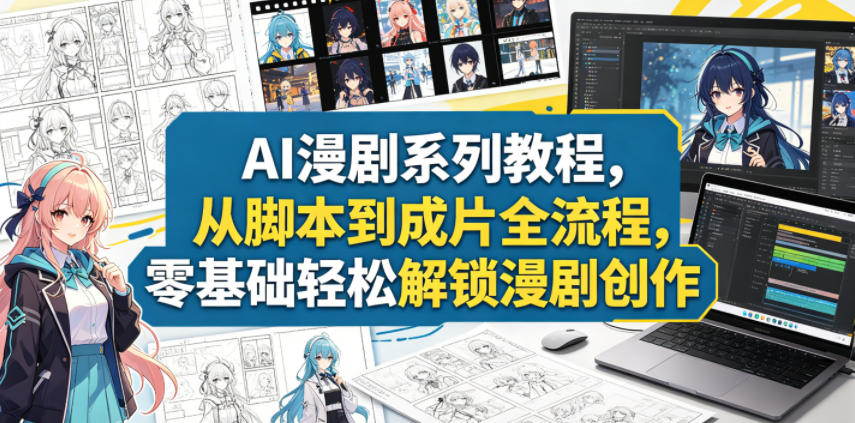 AI漫剧系列教程，从脚本到成片全流程，零基础轻松解锁漫剧创作-快名资源网