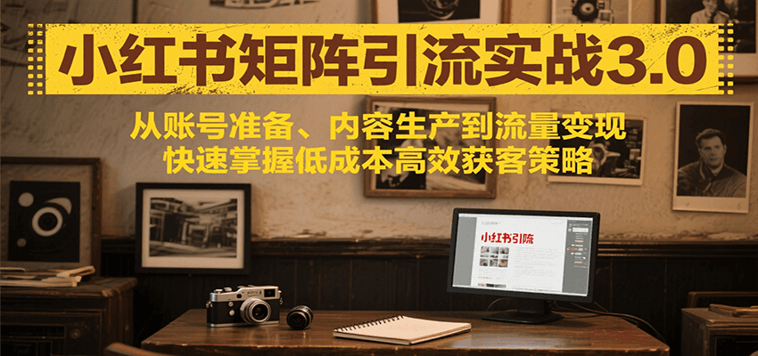 小红书矩阵引流3.0，从账号准备、内容生产到流量变现，快速掌握低成本高效获客策略-快名资源网