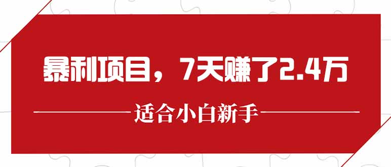 最新暴利项目，每单收益轻松在300以上，7天赚了2.4万-快名资源网