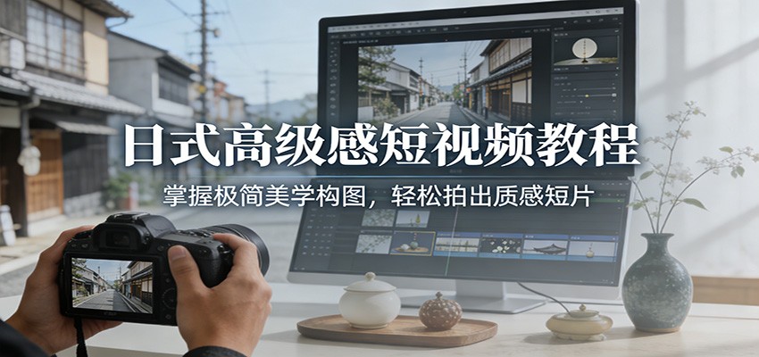 日式高级感短视频教程：掌握极简美学构图，轻松拍出质感短片-快名资源网