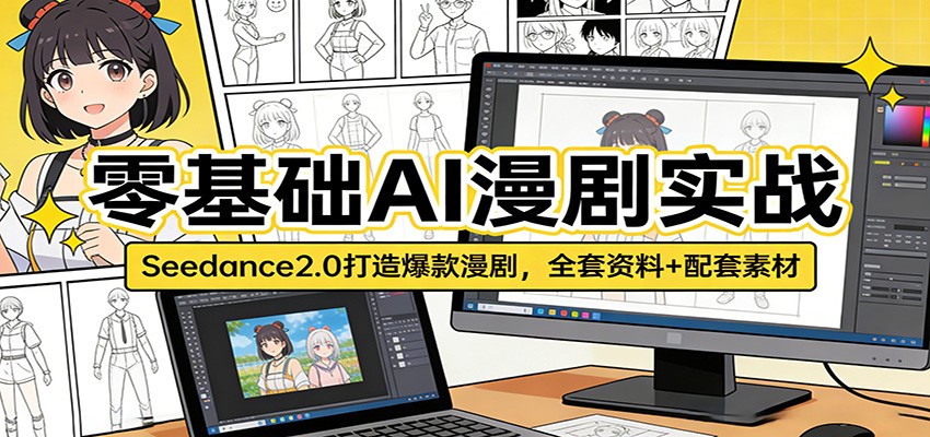 零基础AI漫剧实战：Seedance2.0打造爆款漫剧，全套资料+配套素材-快名资源网