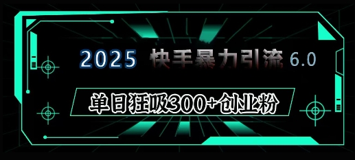 2025年快手6.0保姆级教程震撼来袭，单日狂吸300+精准创业粉-快名资源网