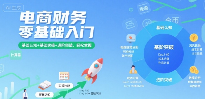 电商财务零基础入门，基础认知+基础实操+进阶突破，轻松掌握-快名资源网