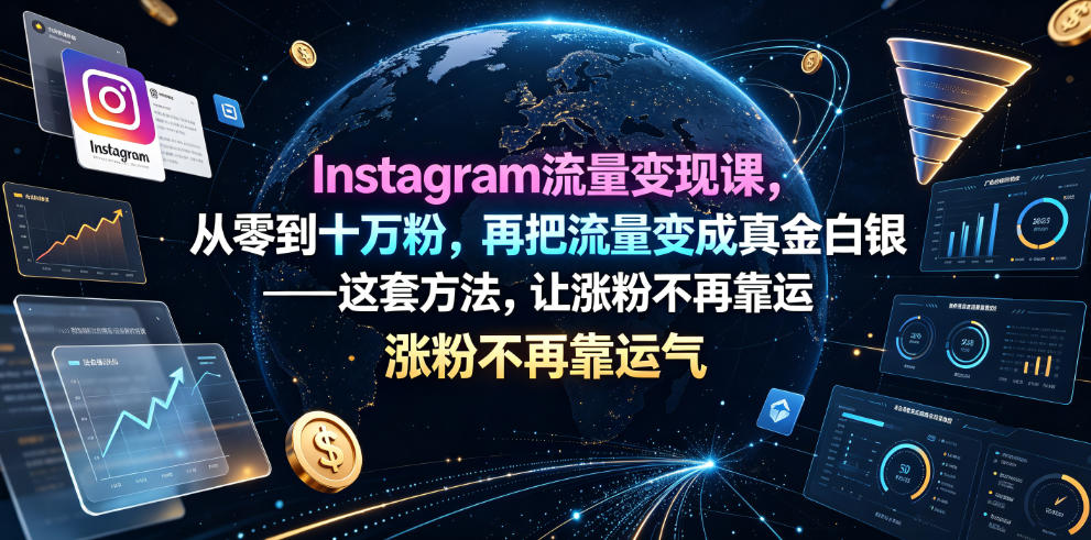Instagram流量变现课，从零到十万粉，再把流量变成真金白银——这套方法，让涨粉不再靠运气【原创双语字幕】-青虫资源网