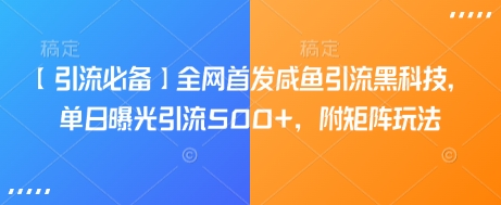 【引流必备】全网首发咸鱼引流黑科技，单日曝光引流500+，附矩阵玩法【揭秘】-快名资源网