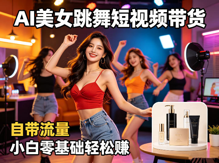 AI美女跳舞短视频带货：自带流量，小白零基础轻松賺，详细拆解-快名资源网