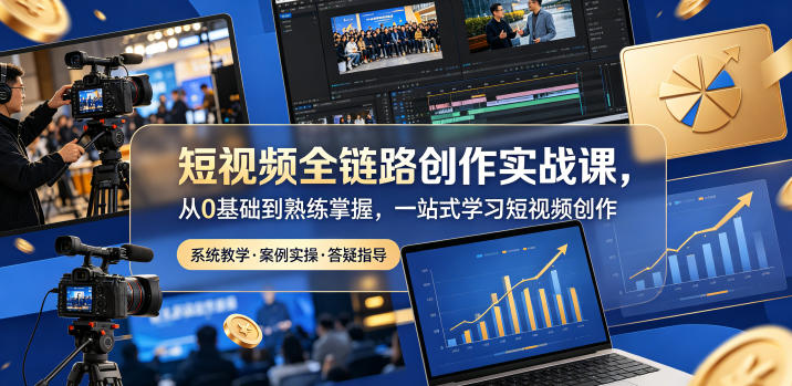 短视频全链路创作实战课，从0基础到熟练掌握，一站式学习短视频创作-快名资源网