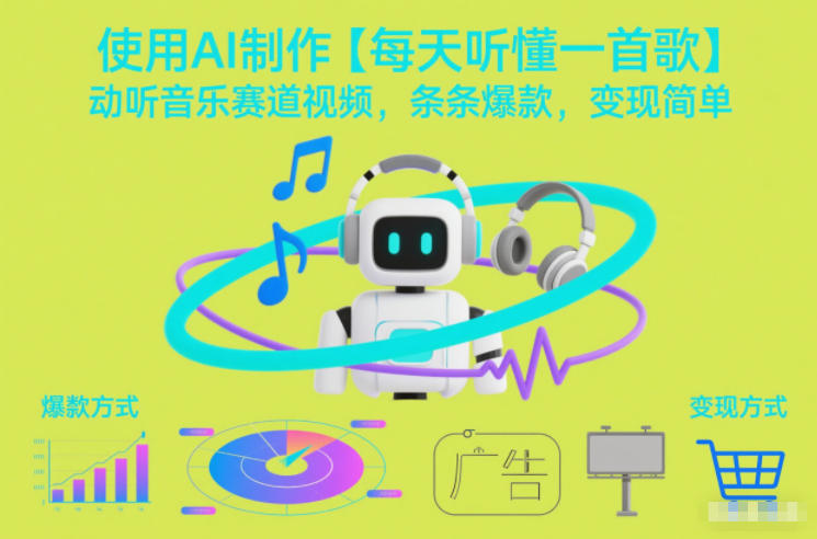 使用AI制作【每天听懂一首歌】动听音乐赛道视频，条条爆款，变现简单-快名资源网