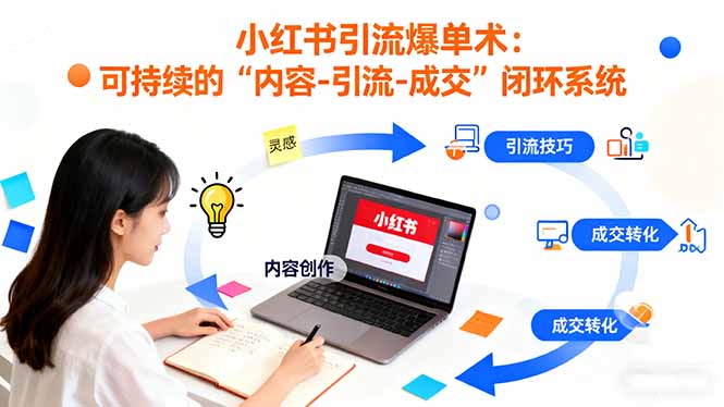 小红书引流爆单术：构建一套低成本 可持续的“内容-引流-成交”闭环系统-快名资源网