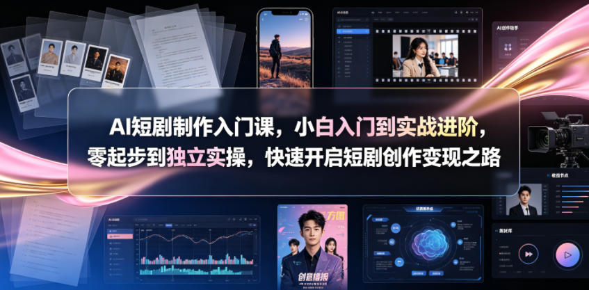 AI短剧制作入门课，小白入门到实战进阶，零起步到独立实操，快速开启短剧创作变现之路-快名资源网