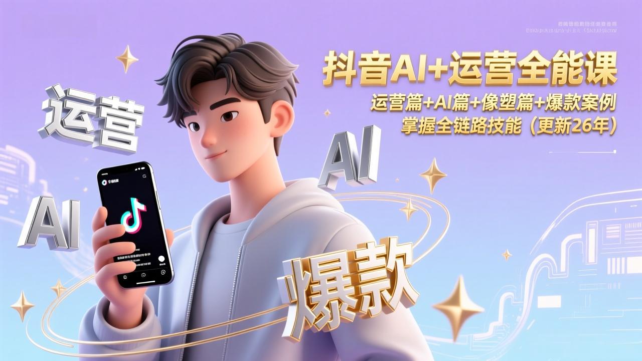 抖音AI+运营全能课，运营篇+AI篇+像塑篇+爆款案例，掌握全链路技能(更新26年-快名资源网
