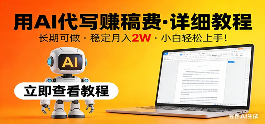 用AI代写赚稿费，详细教程，长期可做，稳定月入2W，小白轻松上手！-快名资源网