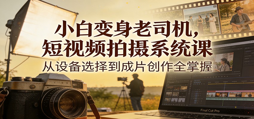 小白变身老司机，短视频拍摄系统课，从设备选择到成片创作全掌握-快名资源网
