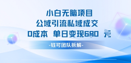 小白无脑项目公域引流私域成交0成本单日变现680米-快名资源网