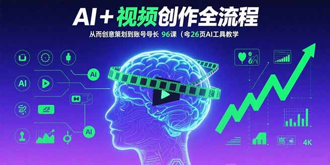 AI+短视频创作全流程：从创意策划到账号增长，96节课(含26项AI工具教学-快名资源网