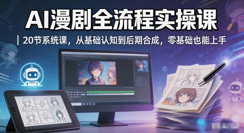 AI漫剧全流程实操课｜20节系统课，从基础认知到后期合成，零基础也能上手-快名资源网