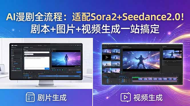 AI漫剧全流程：适配Sora2+Seedance2.0！剧本+图片+视频生成一站搞定-快名资源网