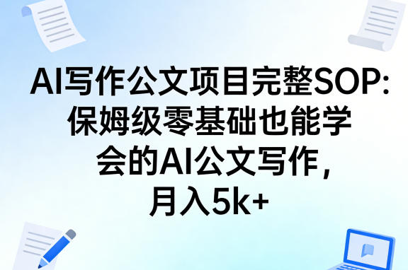AI写作公文项目完整SOP，保姆级零基础也能学会的AI公文写作，月入5k+-快名资源网