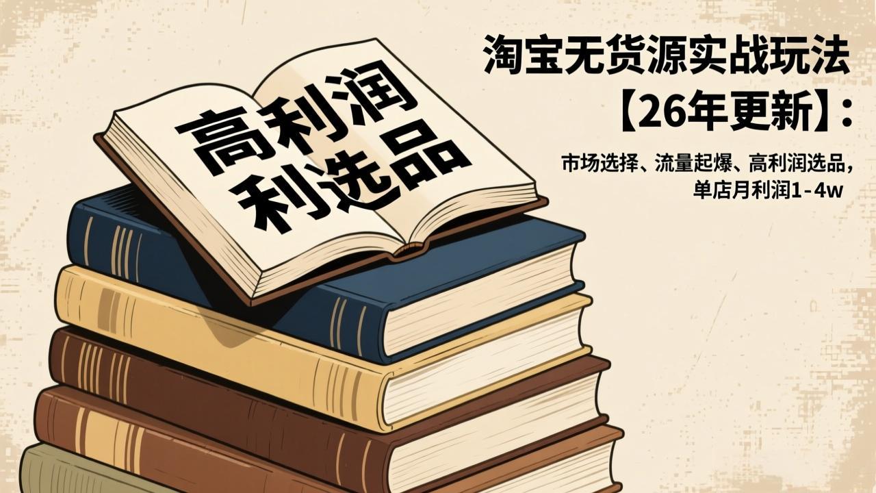 淘宝无货源实战玩法【26年更新】：市场选择、流量起爆、高利润选品，单店月利润1-4w-快名资源网