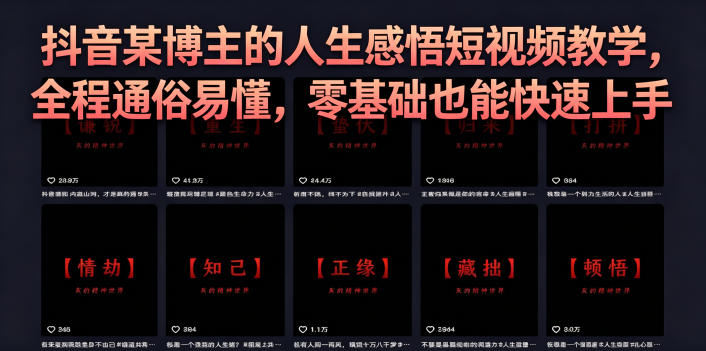 抖音某博主的灰太狼人生感悟短视频教学，全程通俗易懂，零基础也能快速上手-青虫资源网