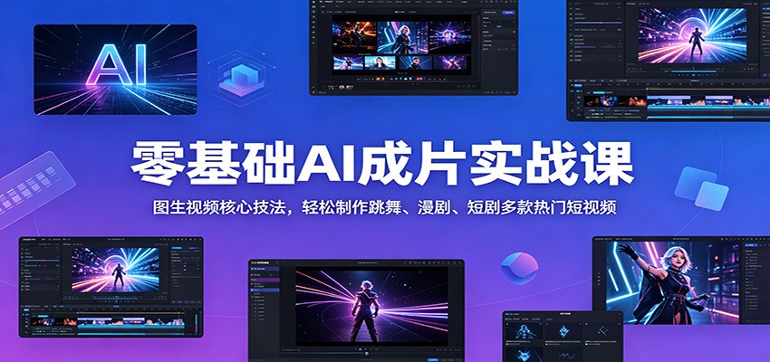 零基础AI成片实战课：图生视频核心技法，轻松制作跳舞、漫剧、短剧多款热门短视频-快名资源网
