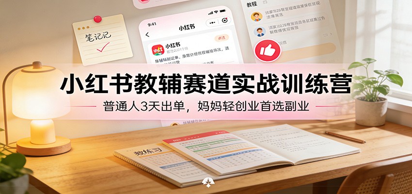 小红书教辅赛道实战训练营：普通人3天出单，妈妈轻创业首选副业-快名资源网
