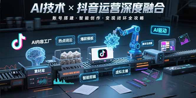 AI技术与抖音运营的深度融合应用：涵盖账号搭建、内容创作、收益变现等-快名资源网